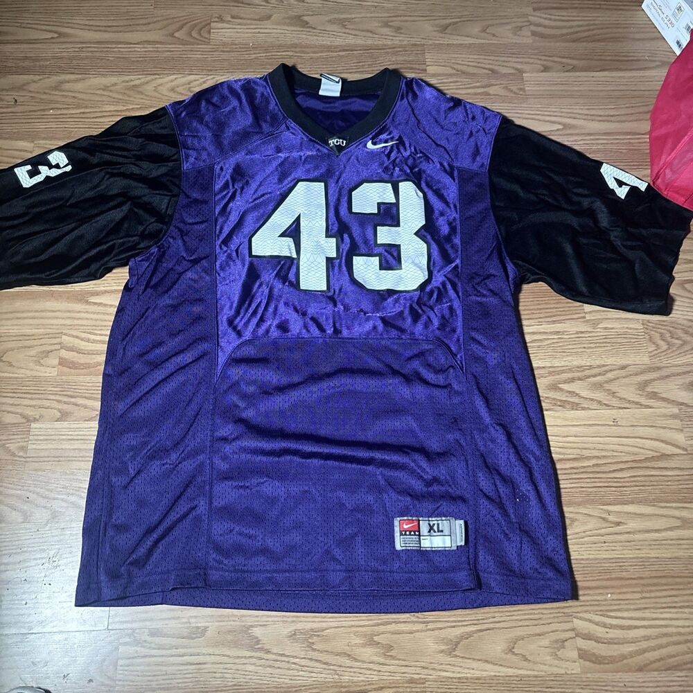 TCU Horned Frogs Nike Team NCAA Football Jersey Size XL #43 Purple Black